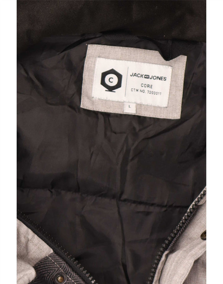 Jack & Jones Ανδρικό μπουφάν με κουκούλα UK 40 Large Grey Colourblock