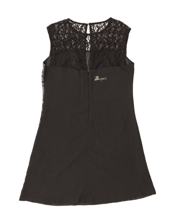 DESIGUAL Womens Graphic Sleeveless A-Line Dress EU 42 Large Black Floral