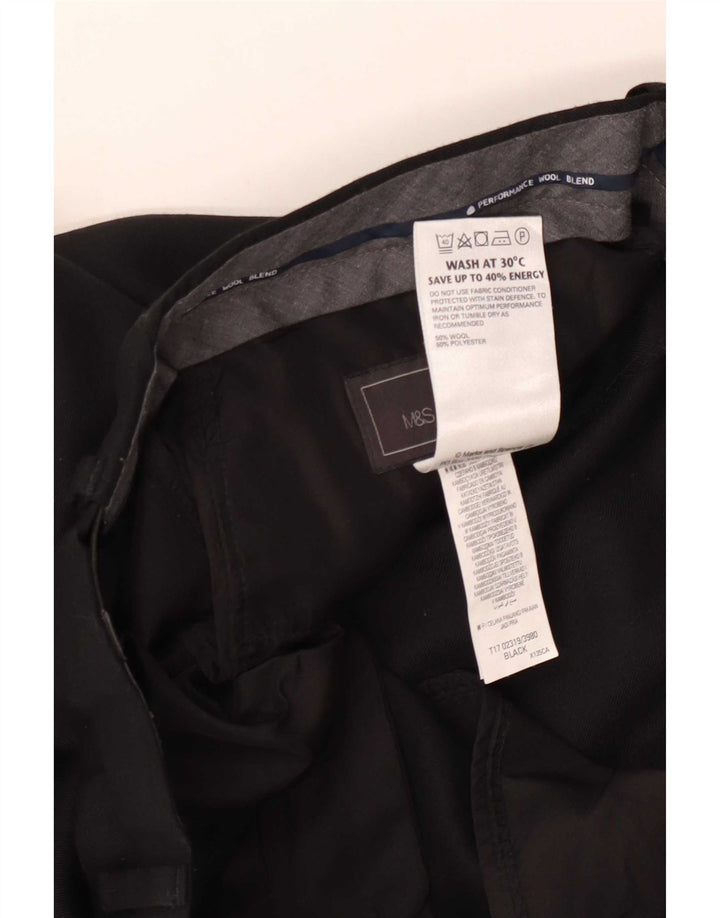 Marks & Spencer Ανδρικό ίσιο παντελόνι κανονικής εφαρμογής W34 L31 μαύρο μαλλί