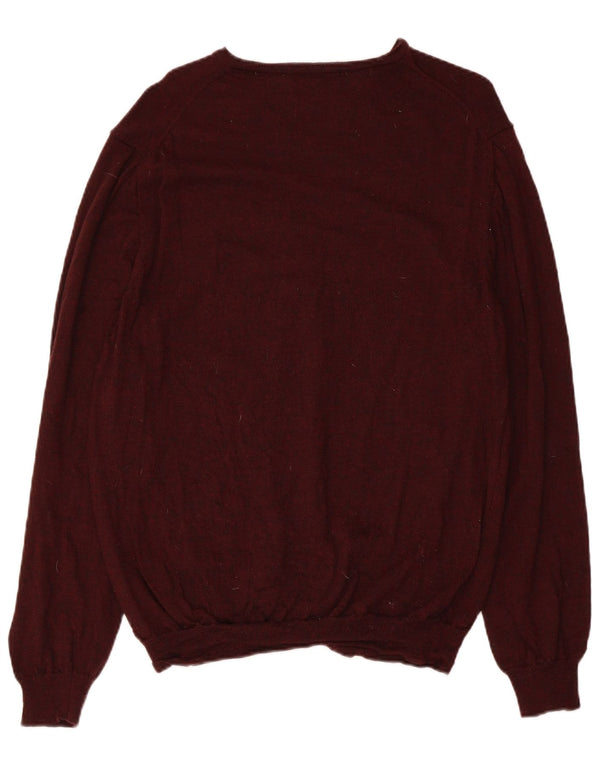 Ανδρικό πουλόβερ Marks & Spencer Slim Fit V-Neck Jumper XL Maroon Merino Wool