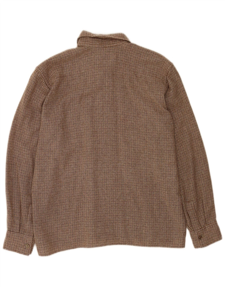 Vintage Ανδρικό Φανελένιο Πουκάμισο Μεσαίο Καφέ Houndstooth