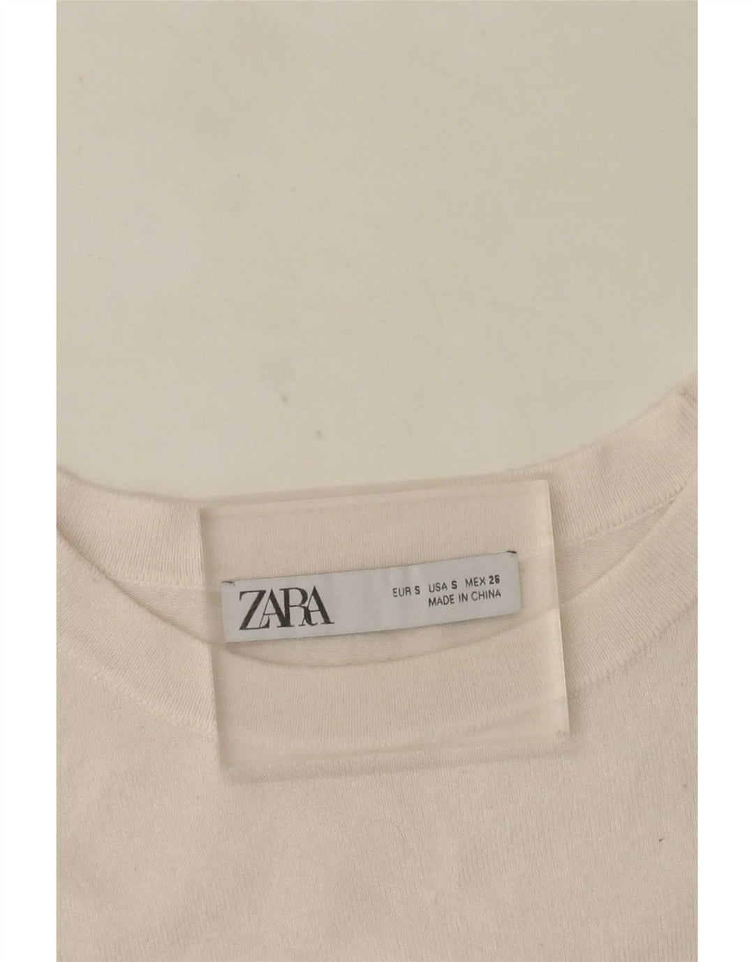 Zara Γυναικεία κοντομάνικη μπλούζα τοπ UK 10 Small White