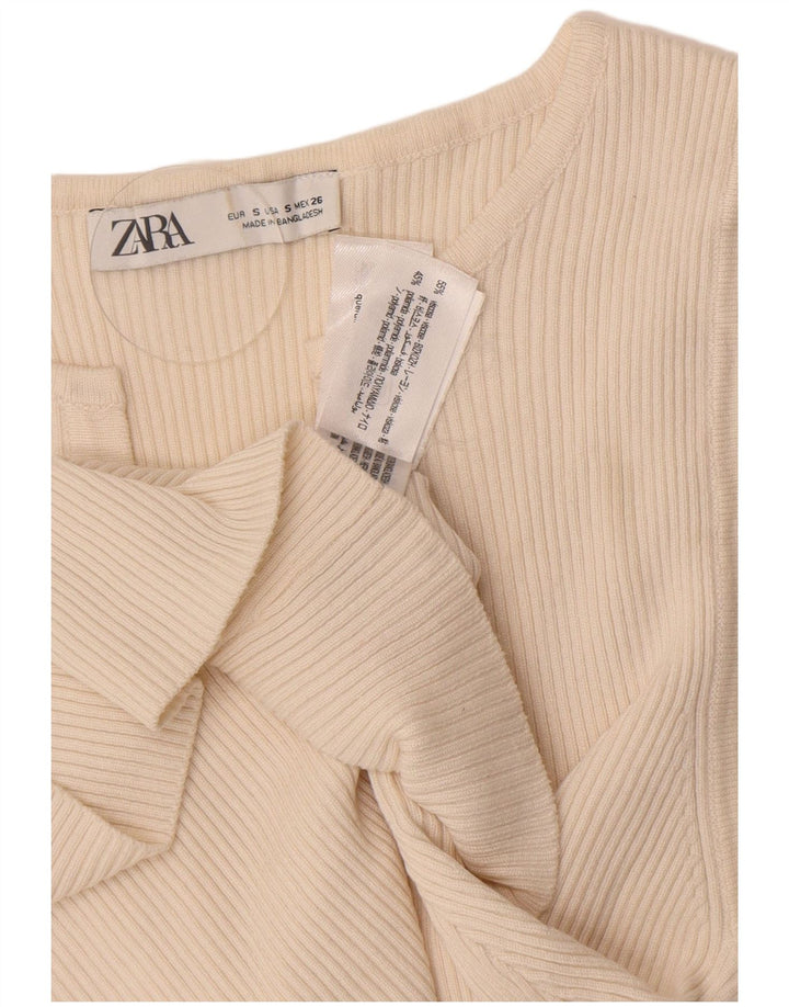 Zara Γυναικεία Ζακέτα Τοπ UK 8 Small Off White Viscose