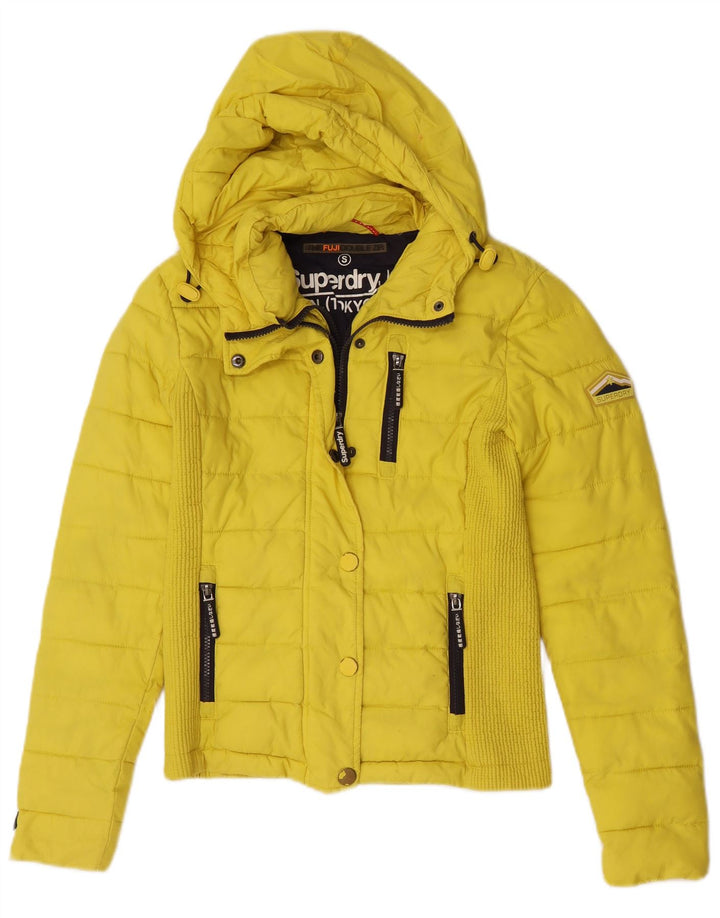 Superdry γυναικείο μπουφάν με κουκούλα UK 10 Small Yellow Polyester