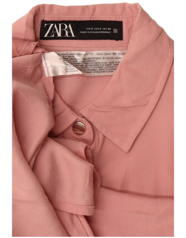 Zara Γυναικείο πουκάμισο Oversized UK 10 Small Pink Viscose