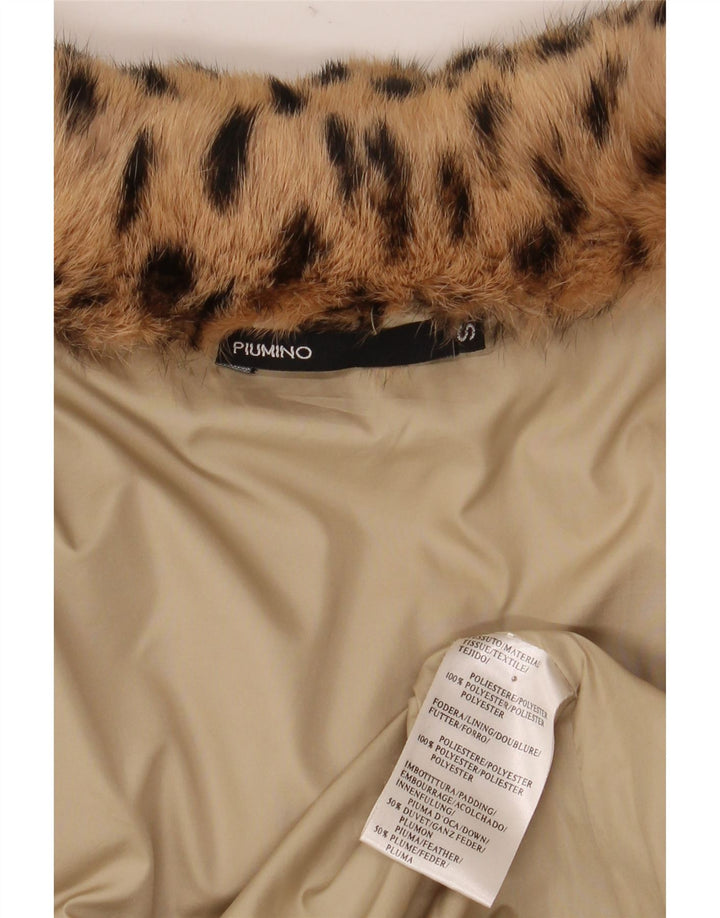 Vintage γυναικείο υπερμεγέθη τζάκετ UK 10 Small Beige print Animal