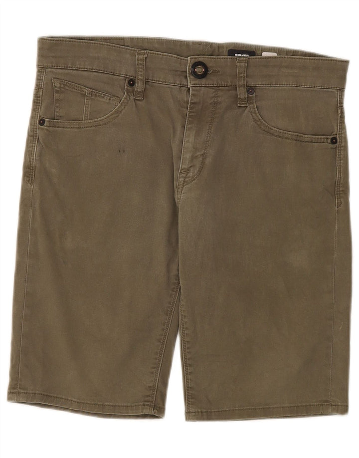 Ανδρικό τζιν σορτς Volcom Solver W30 από μεσαίο χακί βαμβακερό