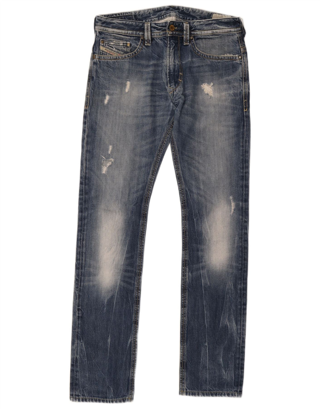 Diesel Mens Distressed Slim Jeans W30 L33 Μπλε βαμβακερό