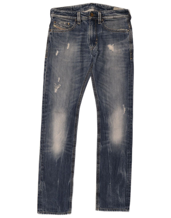 Diesel Mens Distressed Slim Jeans W30 L33 Μπλε βαμβακερό