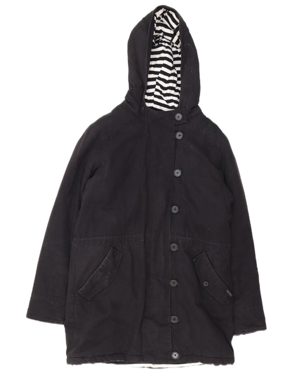 Billabong Womens Hooded Parka Jacket UK 14 Medium Black Cotton