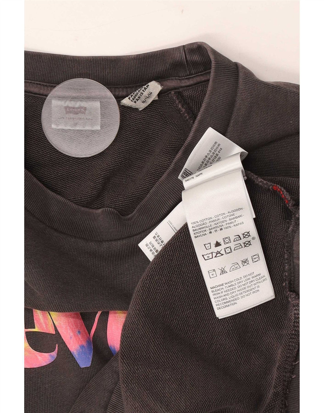 Γυναικείο γραφικό υπερμεγέθη φούτερ Levi's UK 18 XL γκρι βαμβακερό