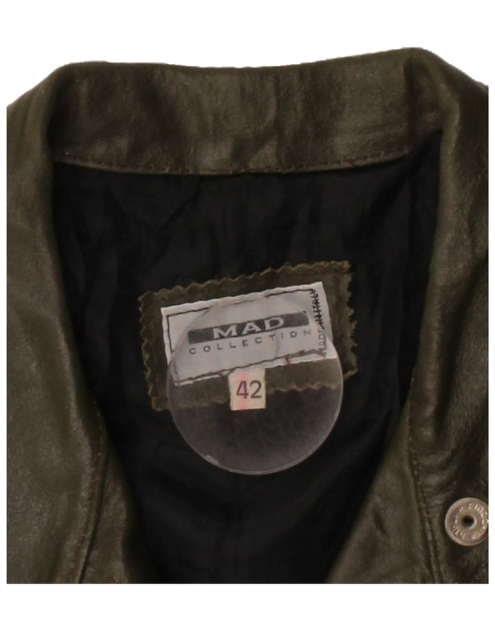 VINTAGE Womens Leather Jacket IT 42 Medium Green Leather Vintage Vintage and Second-Hand Vintage from Messina Hembry 