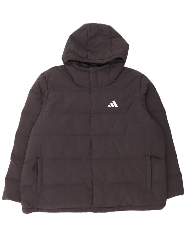Ανδρικό μπουφάν με κουκούλα Adidas UK 46 3XL μαύρο πολυεστέρα