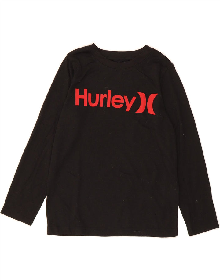 HURLEY Boys Graphic Top Long Sleeve 7-8 Years Black Polyester Vintage Hurley and Second-Hand Hurley from Messina Hembry 