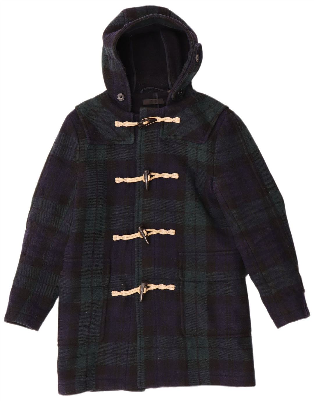 Uniqlo Ανδρικό παλτό Duffle με κουκούλα UK 36 Small Navy Blue Check