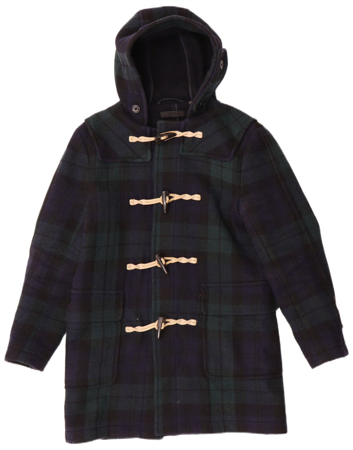 Uniqlo Ανδρικό παλτό Duffle με κουκούλα UK 36 Small Navy Blue Check