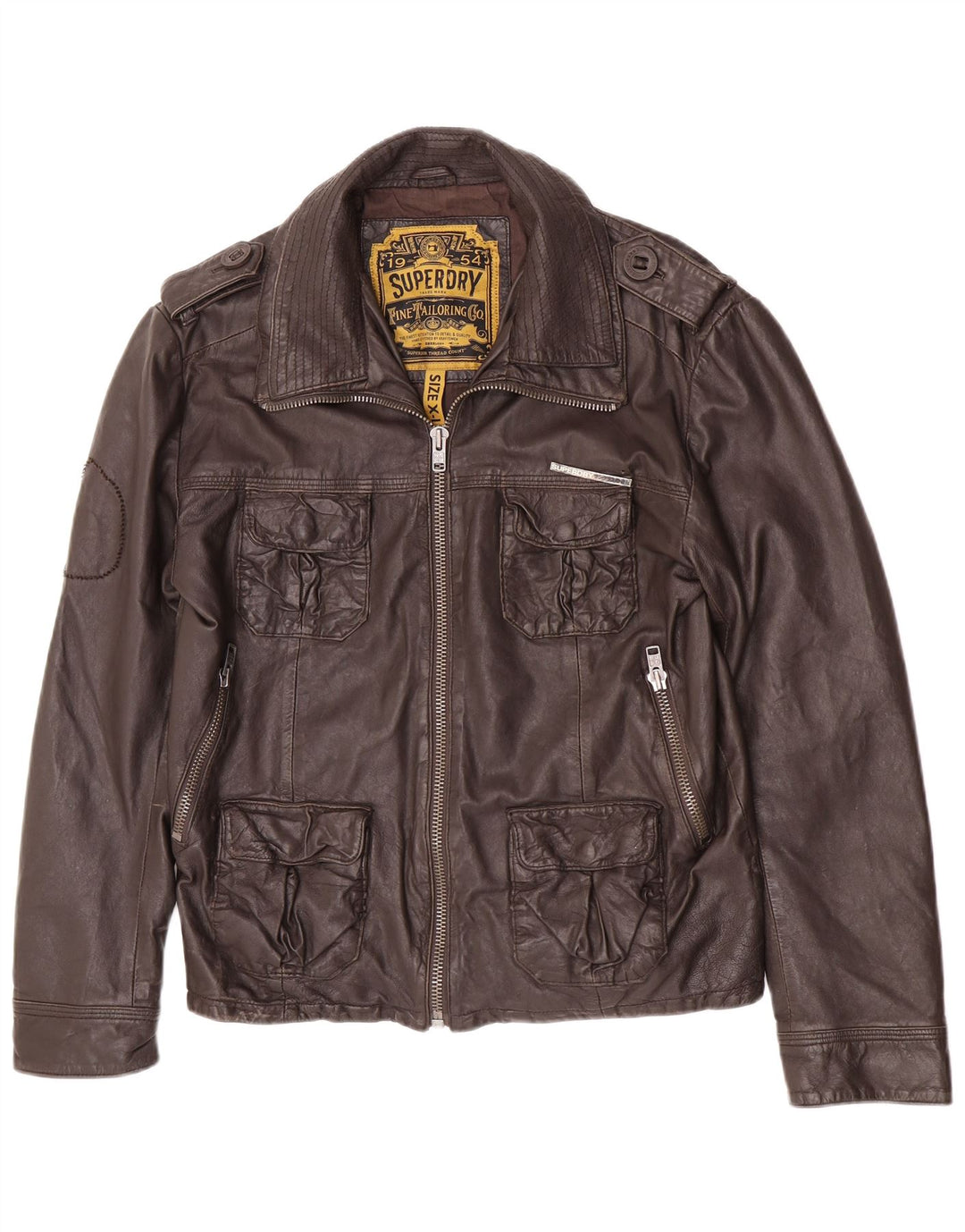 Ανδρικό δερμάτινο τζάκετ Superdry Military UK 42 XL Brown