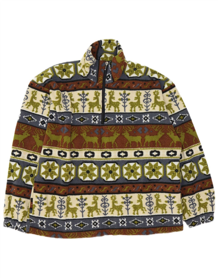 Vintage ανδρικό φερμουάρ Fleece Jumper Medium πολύχρωμο Fair Isle