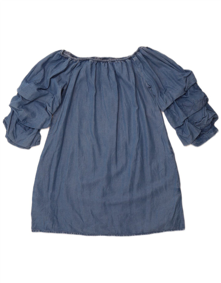 Γυναικείο 3/4 μανίκι ZARA μπλουζάκι ώμου UK 12 Medium Blue