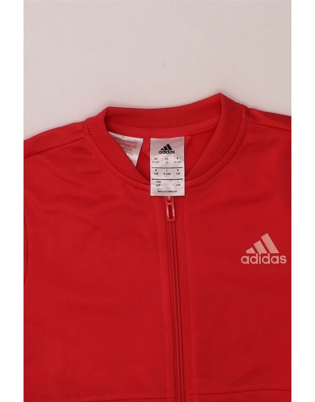 ADIDAS Girls Graphic Tracksuit Top Jacket 9-10 Years Red Polyester Vintage Adidas and Second-Hand Adidas from Messina Hembry 