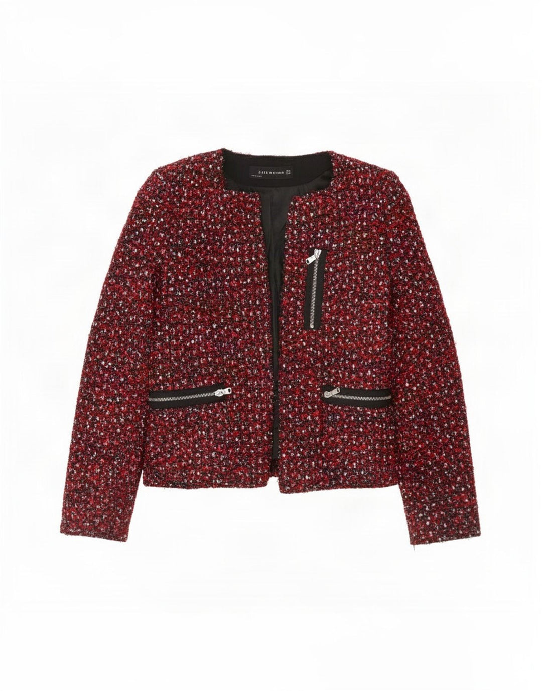 Zara Γυναικείο Open Blazer Jacket UK 12 Medium Red Flecked