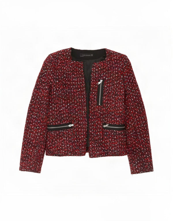 Zara Γυναικείο Open Blazer Jacket UK 12 Medium Red Flecked