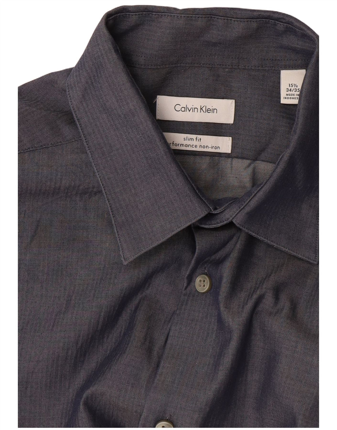 Calvin Klein Jeans Ανδρικό πουκάμισο 15 1/2 Medium Navy Blue Ψαροκόκκαλο