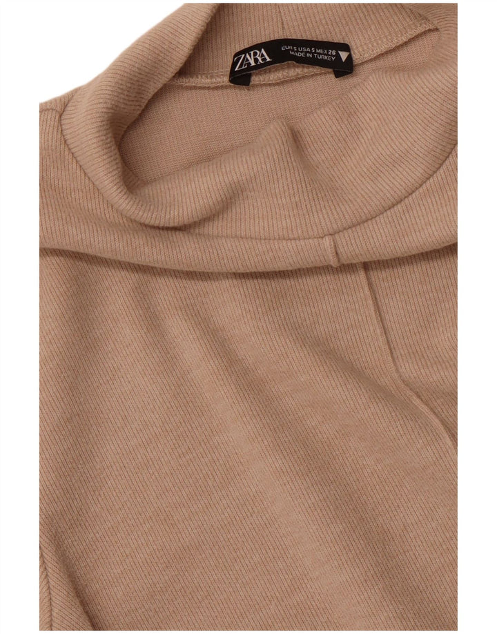 Γυναικείο κοντομάνικο φόρεμα ZARA UK 10 Small Beige