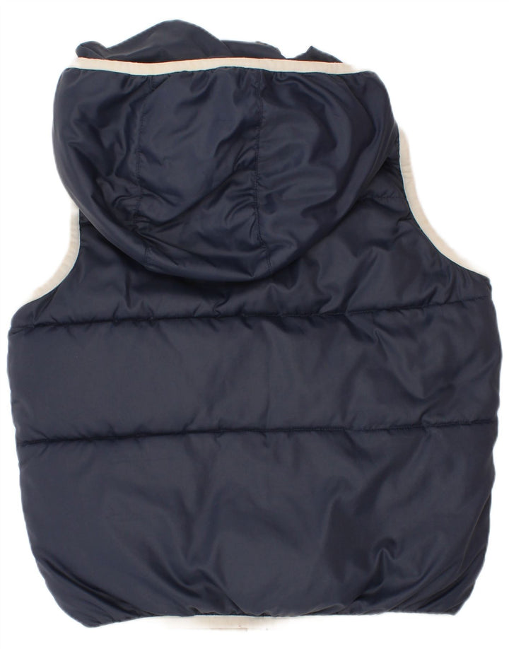 Benetton Boys Hooded Gilet 6-7 Years Small Navy Blue Polyester
