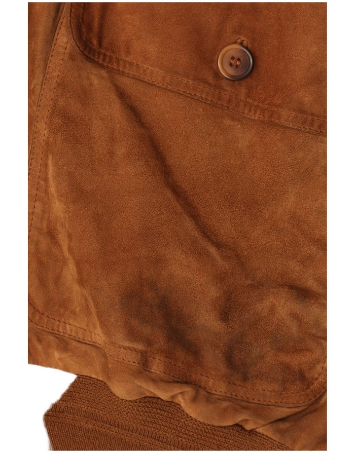 Vintage Ανδρικό Suede Bomber Jacket IT 58 4XL Καφέ Δερμάτινο