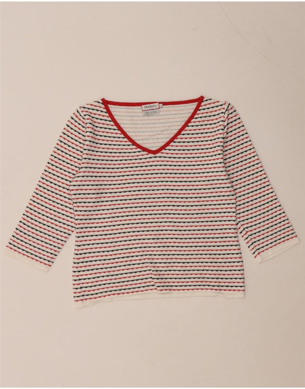 MAX & CO. Γυναικείο τοπ 3/4 μανίκι UK 14 μεγάλη λευκή ριγέ βισκόζη