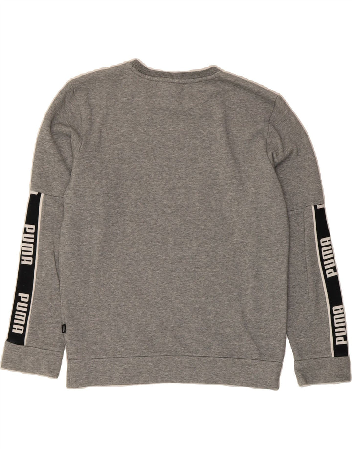 PUMA Mens Graphic Sweatshirt Jumper Small Grey Colourblock Cotton Vintage Puma and Second-Hand Puma from Messina Hembry 