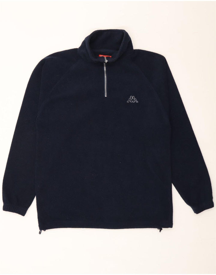 KAPPA Mens Zip Neck Fleece Jumper Medium Navy Blue Polyester Vintage Kappa and Second-Hand Kappa from Messina Hembry 