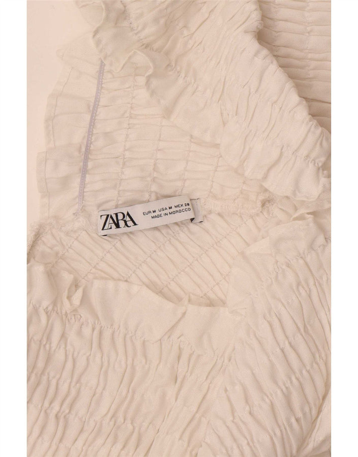 Zara γυναικείο μακρυμάνικο μπλουζάκι ώμου Crop Off UK 12 Medium White