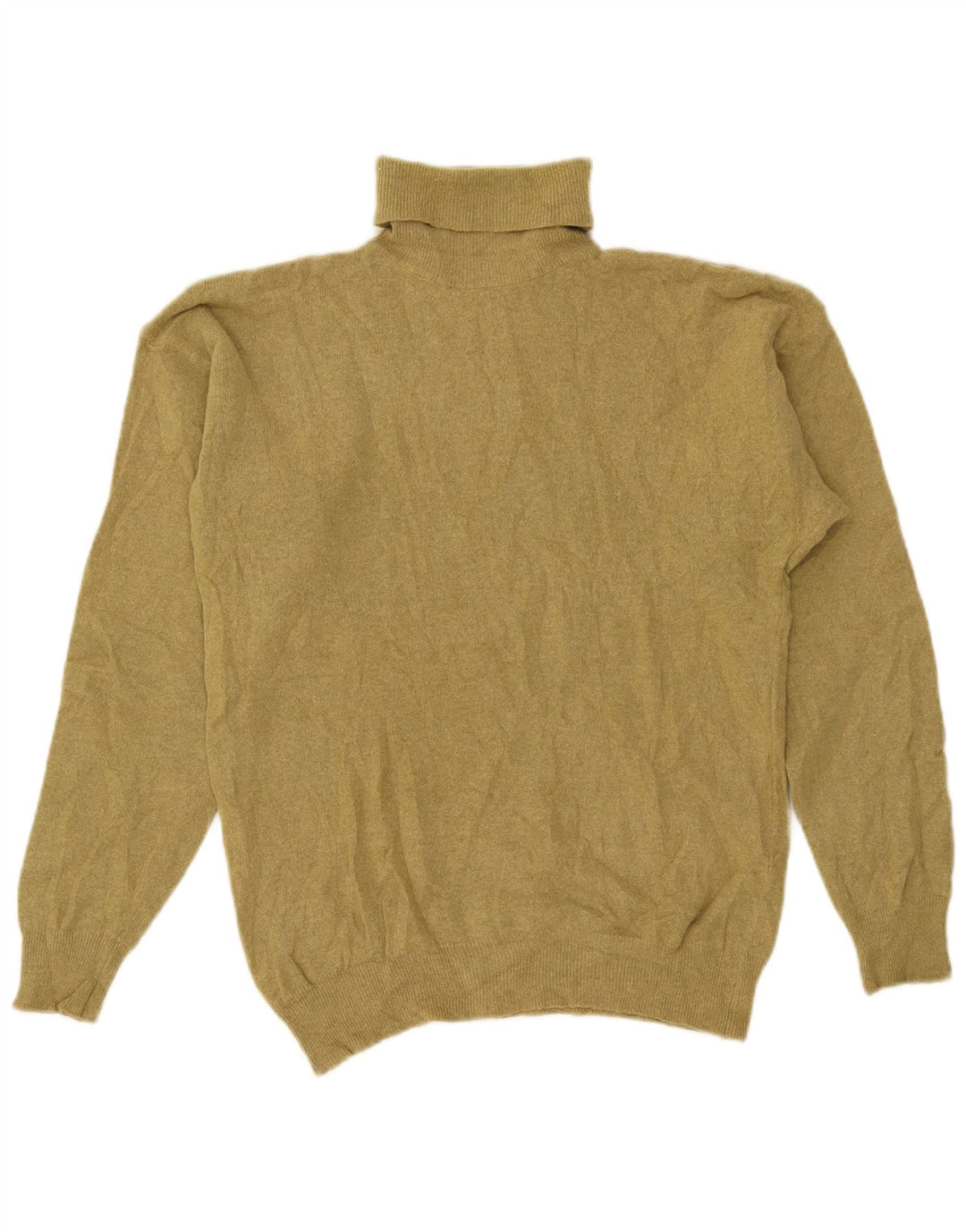 VINTAGE Γυναικείο πουλόβερ με ρολό λαιμόκοψη UK 14 Medium Khaki Lambswool