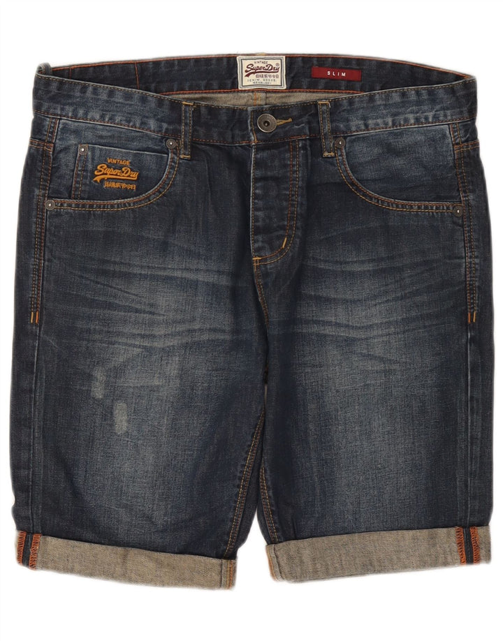 Ανδρικό Slim τζιν σορτς Superdry W32 Medium Navy Blue