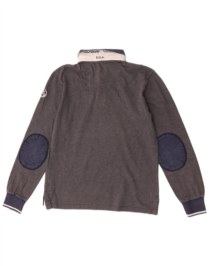 Ανδρικό πουκάμισο πόλο με γραφικό ράγκμπι North Sails με μεσαίο γκρι χρώμα