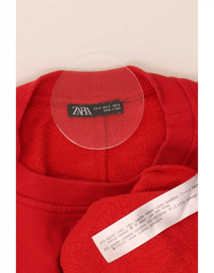 Zara Γυναικείο Φούτερ μεγάλου μεγέθους Jumper UK 10 Small κόκκινο βαμβακερό