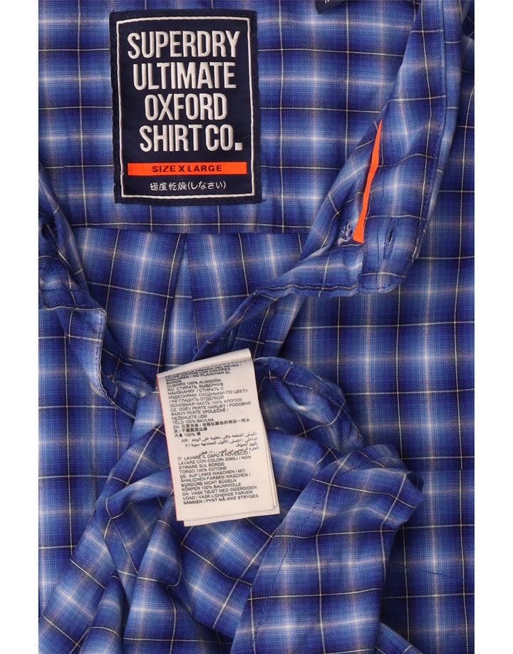 Ανδρικό πουκάμισο με κανονική εφαρμογή SUPERDRY XL Μπλε βαμβακερό
