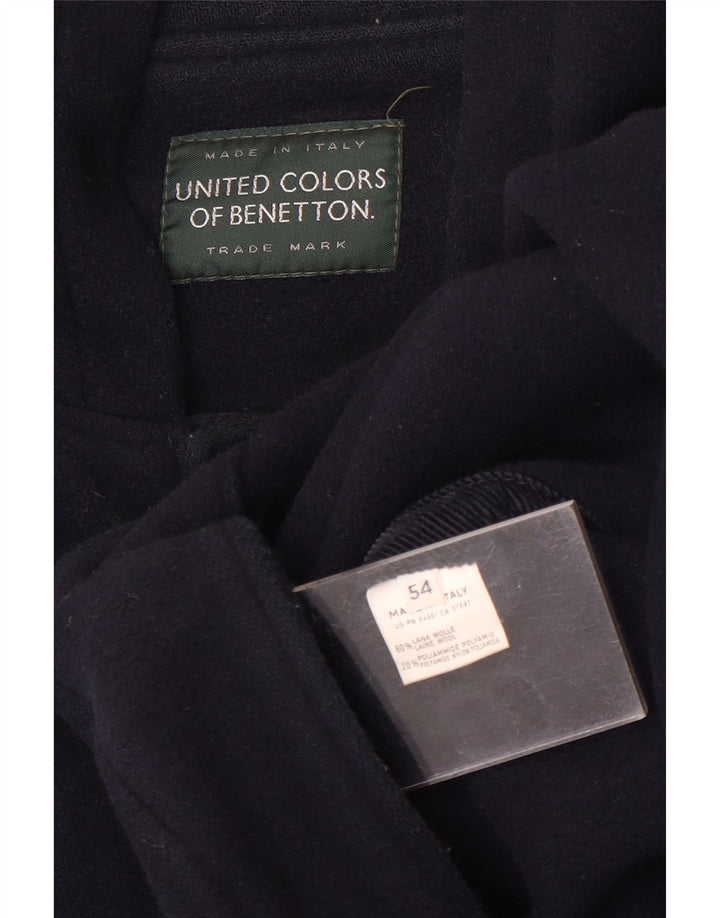 BENETTON Ανδρικό παλτό Duffle με κουκούλα IT 54 2XL Navy Blue Wool