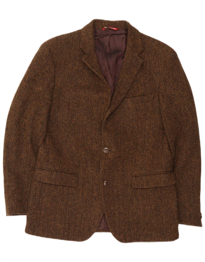 Harris Tweed Ανδρικό σακάκι με 2 κουμπιά σακάκι IT 50 μεγάλο καφέ ψαροκόκκαλο