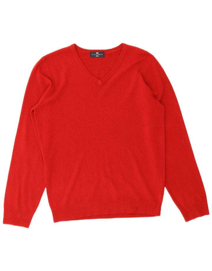 Ανδρικό πουλόβερ MARKS & SPENCER Μπλε Harbor V-Neck Jumper Μικρό κόκκινο ακρυλικό