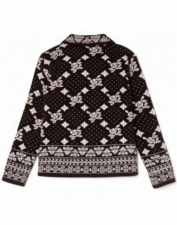Zara Γυναικεία Ζακέτα UK 14 Large Black Floral