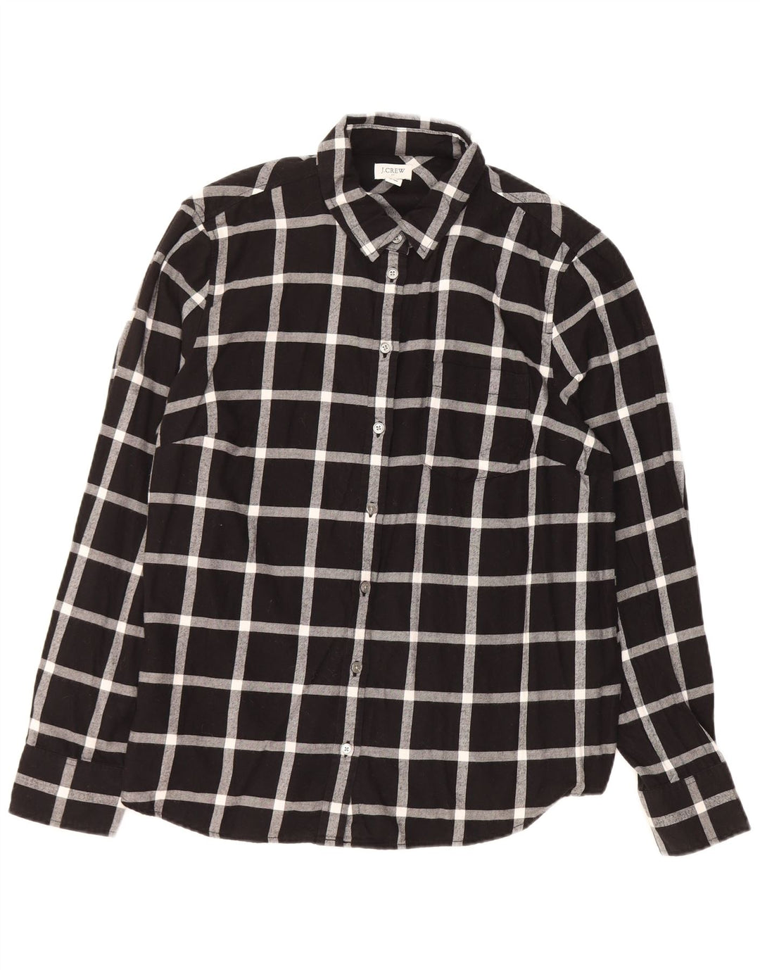 J. CREW Γυναικείο φανελένιο πουκάμισο UK 16 Large Black Check Cotton