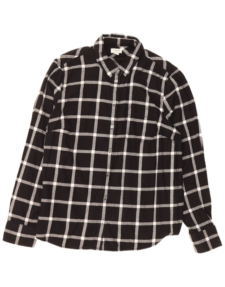 J. CREW Γυναικείο φανελένιο πουκάμισο UK 16 Large Black Check Cotton