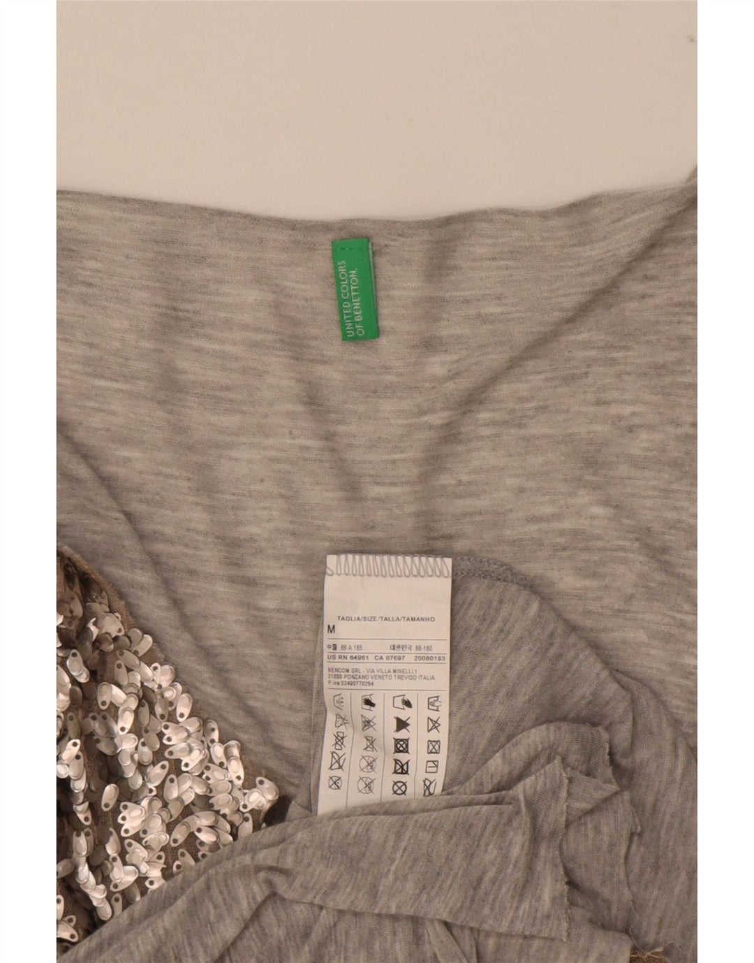 Γυναικείο γιλέκο Benetton Sequin Top UK 14 Medium Grey Viscose