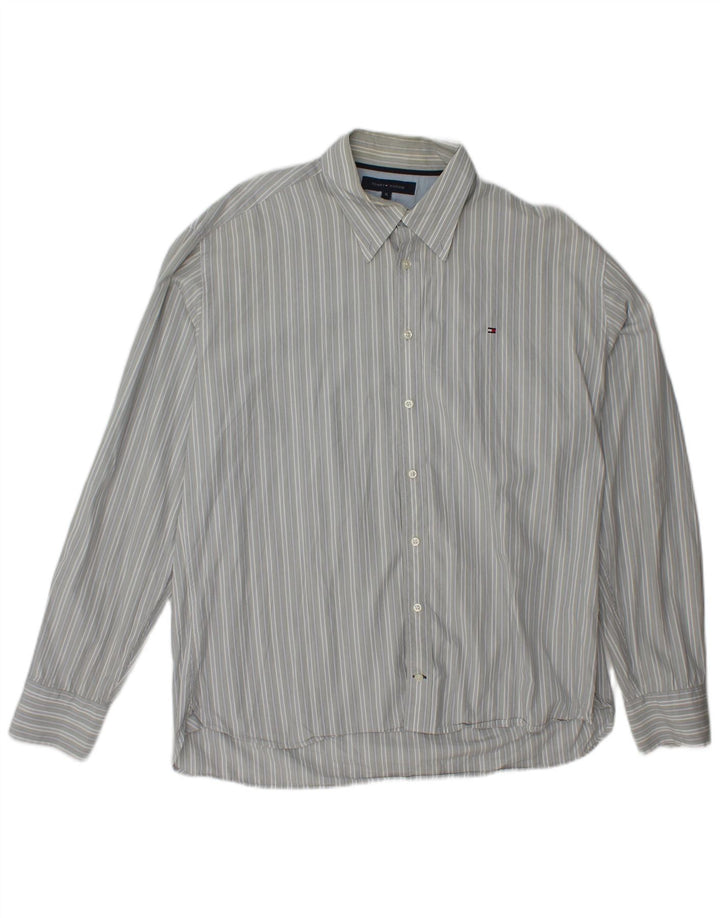 TOMMY HILFIGER Ανδρικό πουκάμισο XL Γκρι ριγέ βαμβακερό