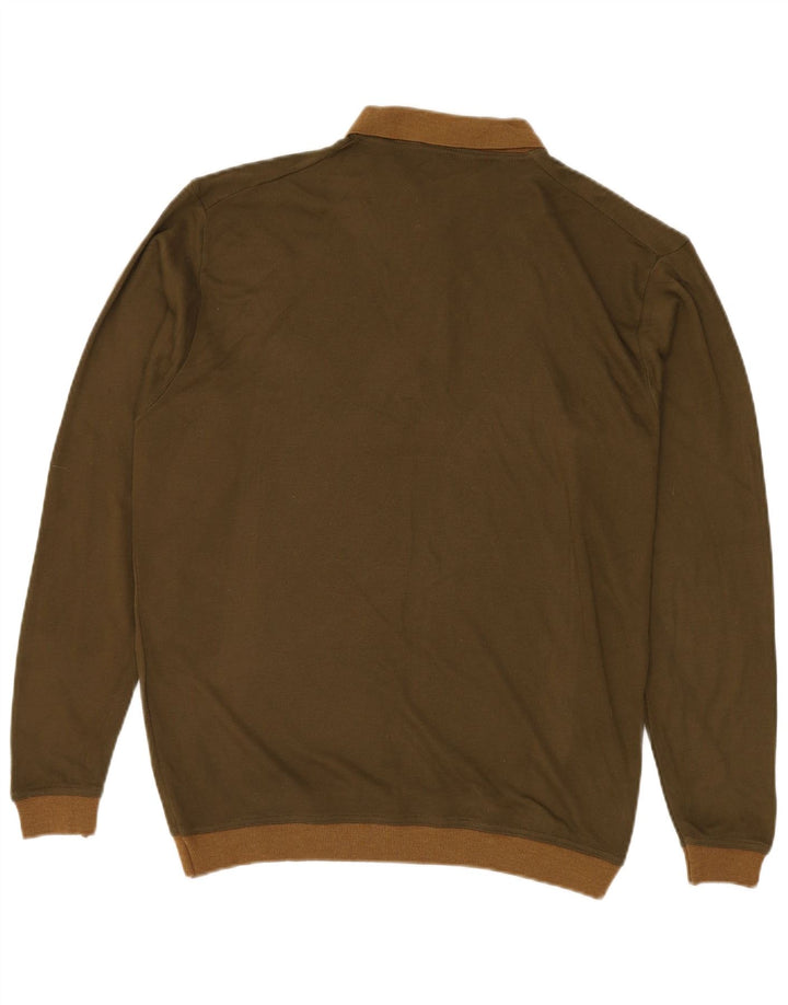 Ανδρικό πουλόβερ με λαιμό πόλο VINTAGE Μεγάλο Χακί Ακρυλικό