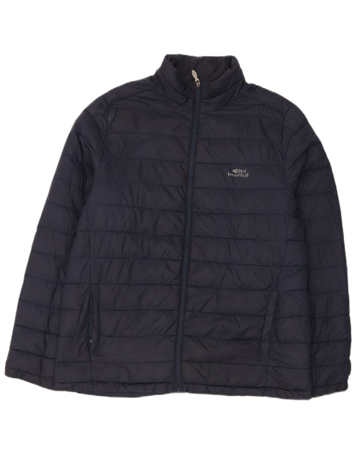 Weird Fish Mens Padded Jacket UK 40 Large Navy Blue Nylon