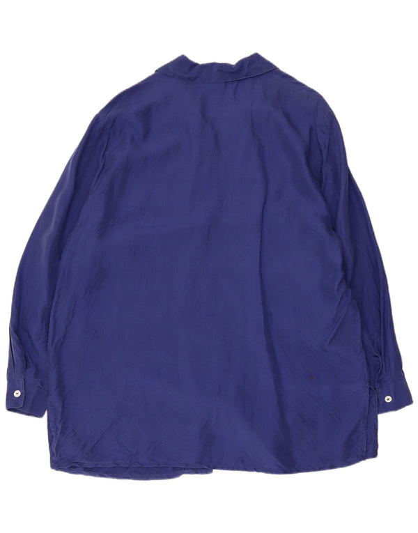 Vintage Γυναικείο πουκάμισο Oversized Μπλούζα IT 48/50 XL Blue Silk